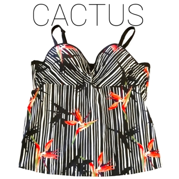 Cactus Other - 🌺 3/$30 CACTUS Swimwear black and white stripe floral adjustable tankini…